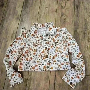 LITTLE LASS girls size 6x jacket orange and white